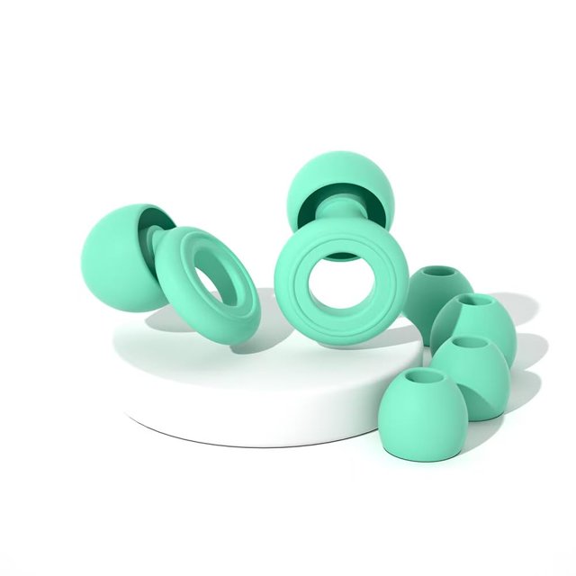 Noise Cancelling Earplugs - 4 Size Options with Multi-Layer Sound Isolation (Green, Includes Small/Medium/Large/X-Large Ear Tips)