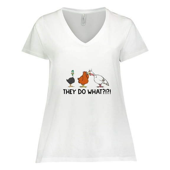 Inktastic Thanksgiving Turducken Rumors 'They do What?' Women's Plus Size V-Neck T-Shirt