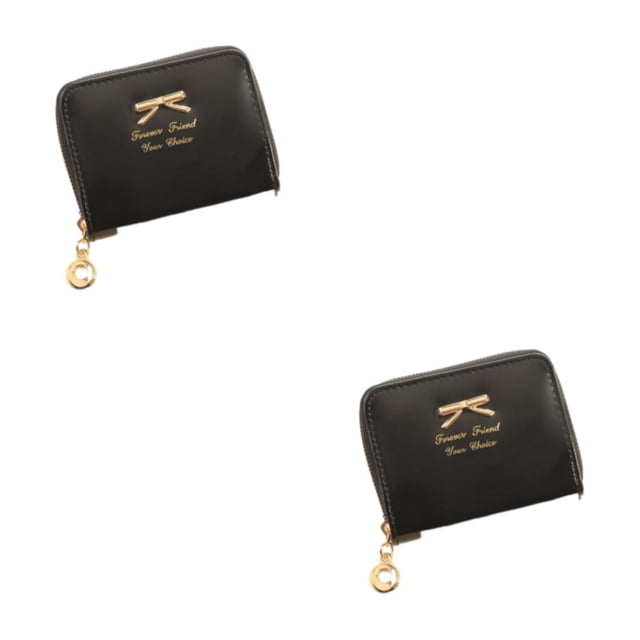 Tarjetero tipo billetera Sonducket elegante y compacto de PU negro 2Conjunto