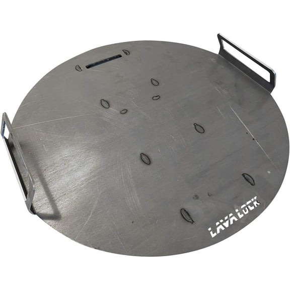 LavaLock Flat top Griddle Grate for UDS 55 Gallon Drum Smokers Grill Plate Also fits Weber Smokey Mountain WSM and Kettle Thick Steel with Handles