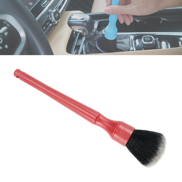Cepillo para detalles de automóviles sin rasguños de PBT para asientos de material cuero Pantallas de infoentretenimiento Tablero rojo largo Macarena cepillo para detalles de coches
