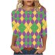 thumbnail image 2 of Xuyuer 2025 Womens 3/4 Sleeve Tops Mardi Gras and Christmas Costumes Fashion Round Neck Blouse, 2 of 6