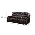 thumbnail image 5 of Motion Sofa with Leatherette Upholstery and Diamond Tufts, Brown, 5 of 5