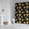 thumbnail image 2 of Sunflower and Bee Black Pattern Modern Waterproof Shower Curtain Set with 12 Hooks, Washable Decorative Bathroom Shower Curtain, 2 of 6