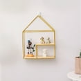 thumbnail image 4 of No-Drill Wall Mounted Storage Shelf | Double Layer Small House Design | Iron & Solid Wood | Gold or Black | 32.5x24.5x8cm | Living Room & Bedroom Decor, 4 of 6