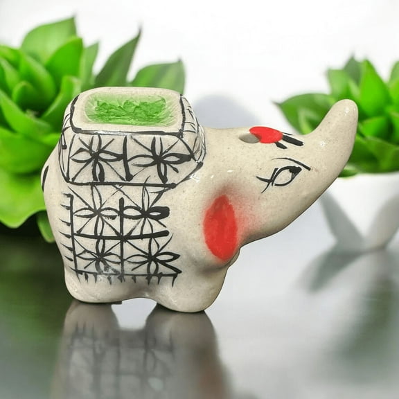 Ceramic Elephant incense holder Red