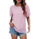thumbnail image 2 of Camiseta de mujer de gasa con lunares, camiseta suelta, cuello redondo, manga corta, blusa, rosa, M Monstrate AP003107-07, 2 of 6