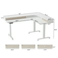 thumbnail image 2 of FEZIBO Triple Motor L Shaped Standing Desk with Three Drawers, 63 inches Electric Standing Desk Adjustable Height, Corner Stand up Desk with Splice Board, White Frame/White Top, 2 of 8