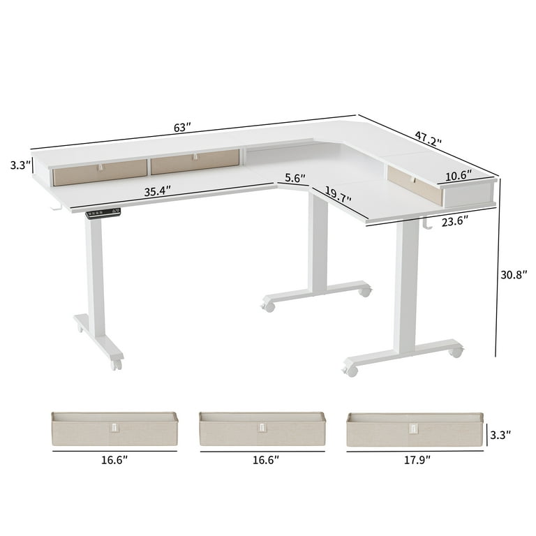 FEZIBO L-Shaped Electric Desk, 63'', Triple Motor FEZIBO L-Shaped Electric Desk, 63'', Triple Motor