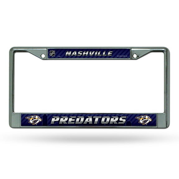 Nashville Hockey Predators - 12" x 6" Standard Size - Chrome Metal License Plate Frame