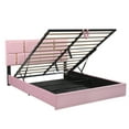 thumbnail image 6 of 2-Pieces Bedroom Sets, Queen Size Upholstered Platform Bed, Queen Bed Frame with Hydraulic Storage System and Storage Ottoman, Modern Storage Ottoman with Metal Legs for Teens, Adults, Pink, 6 of 9