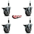 thumbnail image 2 of 4 Inch Thermoplastic Rubber Swivel 3/4 Inch Expanding Stem Caster Set with Brake, 2 of 2