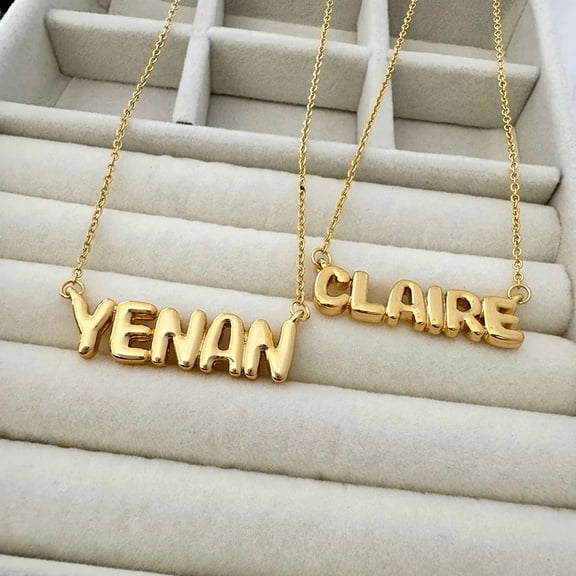 Customized Bubble Name Necklace, Fashionable Mini 3D Letter Necklace
