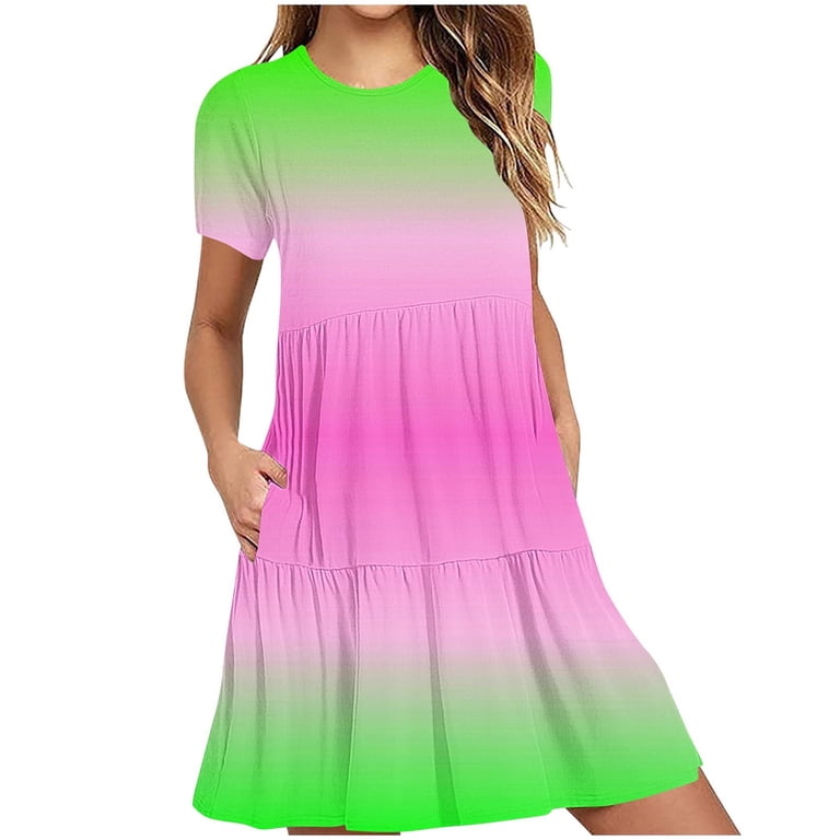 slim fit dress slacks Lanvin Pink and Green Brushstroke Print Dress