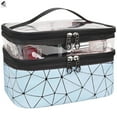 thumbnail image 3 of PULLIMORE Portable Travel Makeup Bags Double Layer Cosmetic Cases Make Up Organizer Toiletry Bag for Women and Girls (Blue), 3 of 8
