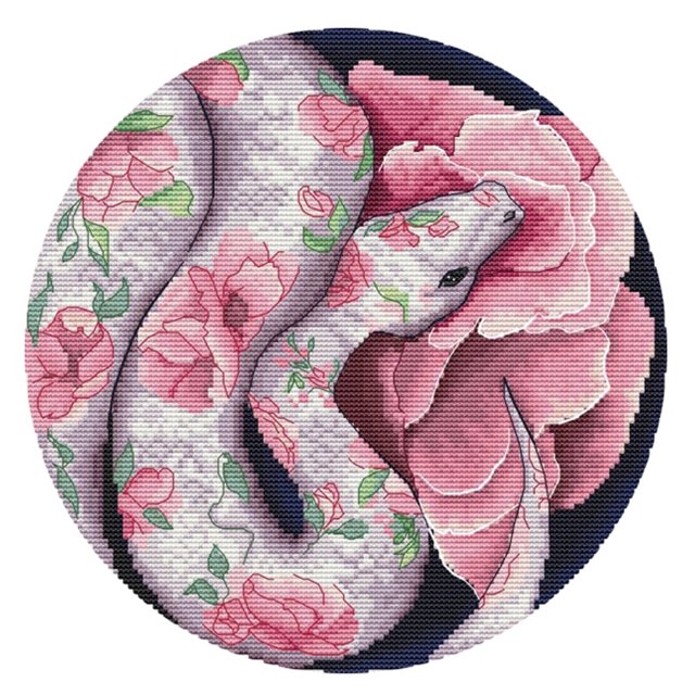 Cuadros Decorativos Bordado parcial estampado serpiente flor patrón 11CT DIY costura decoración del hogar Likrtyny embutido en tela