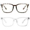 Somnr Blue Light Blocking Glasses, Anti Eye Strain Headache (Sleep Better),Computer Reading Glasses UV400 Transparent Lens - Leopard + Transparent 2 Pack