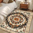 thumbnail image 2 of Bohemia Orange Floral Washable Area Rug 2.7 x 5 ft Vintage Boho Ethnic Farmhouse Flower Pattern , Soft Non Slip Rugs Stain Repellent Indoor Felt Carpet for Living Dining Room Bedroom Home Office, 2 of 9