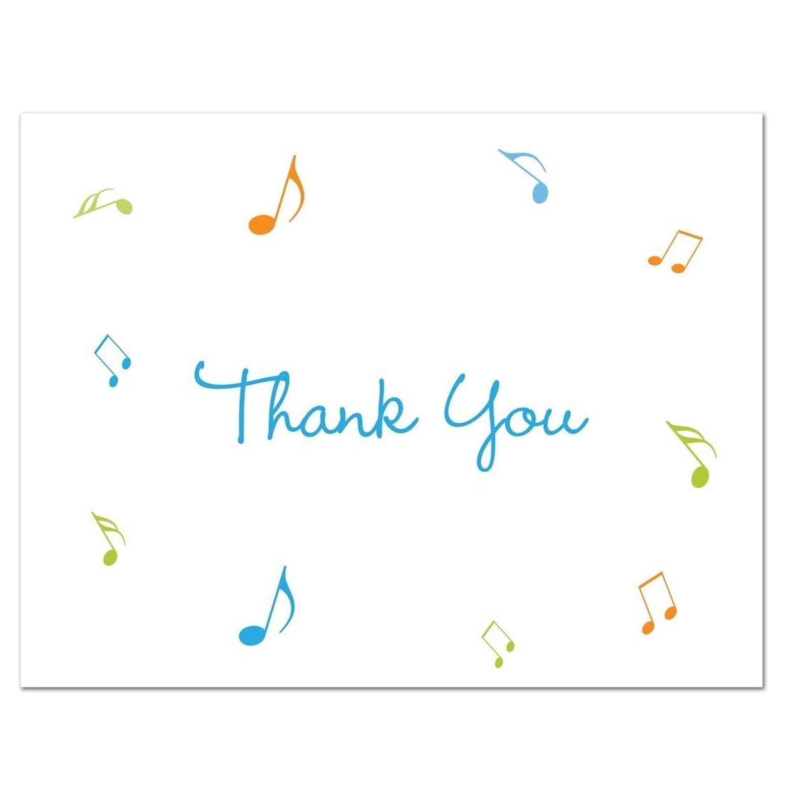 50 Music Notes Thank You Cards (Blue Green Orange)