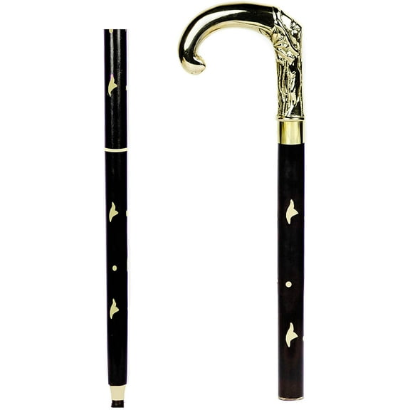 Aluminum & Brass Decorative Rosewood Walking Cane | Full Size Walking-Stick for Men & Women |