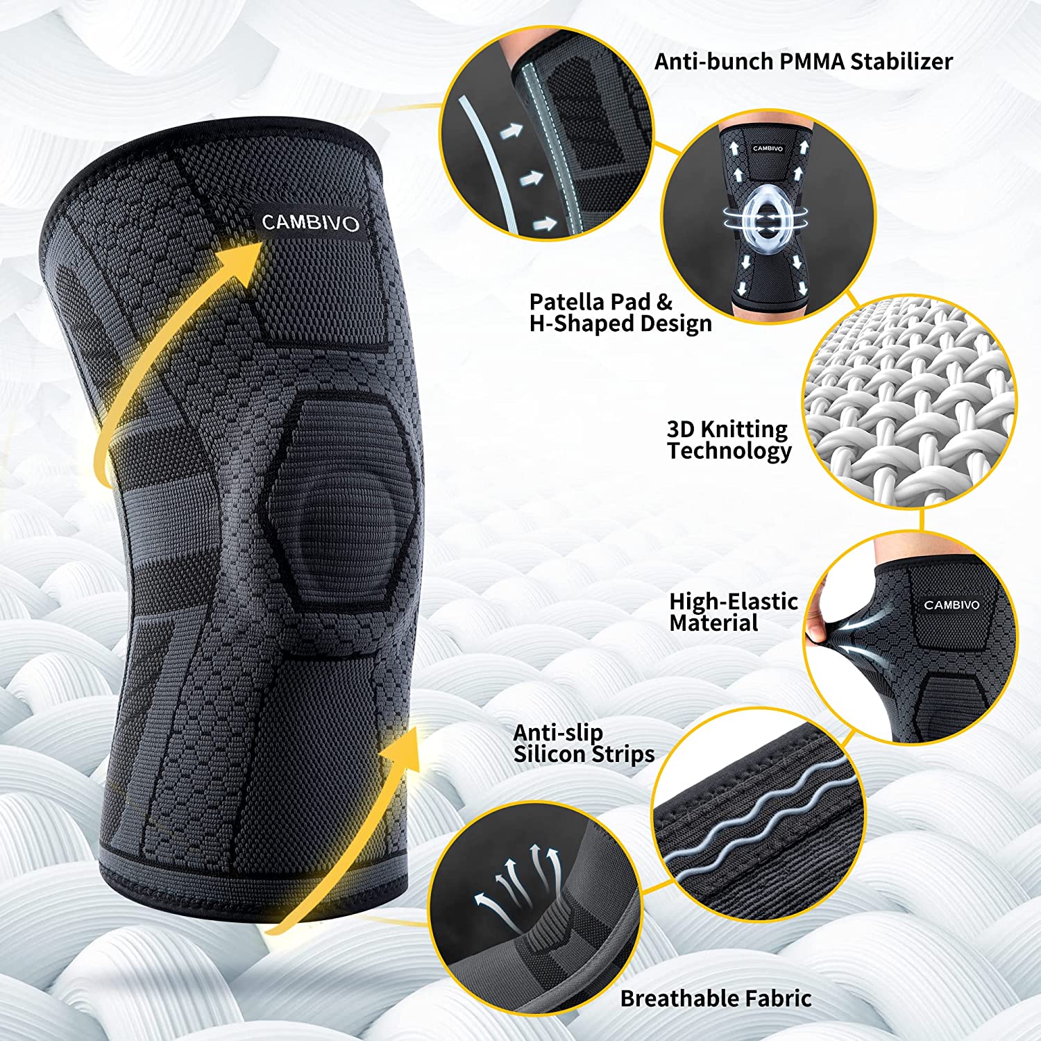 Cambivo 2 Pack Knee Braces with Side Stabilizers L photo 3