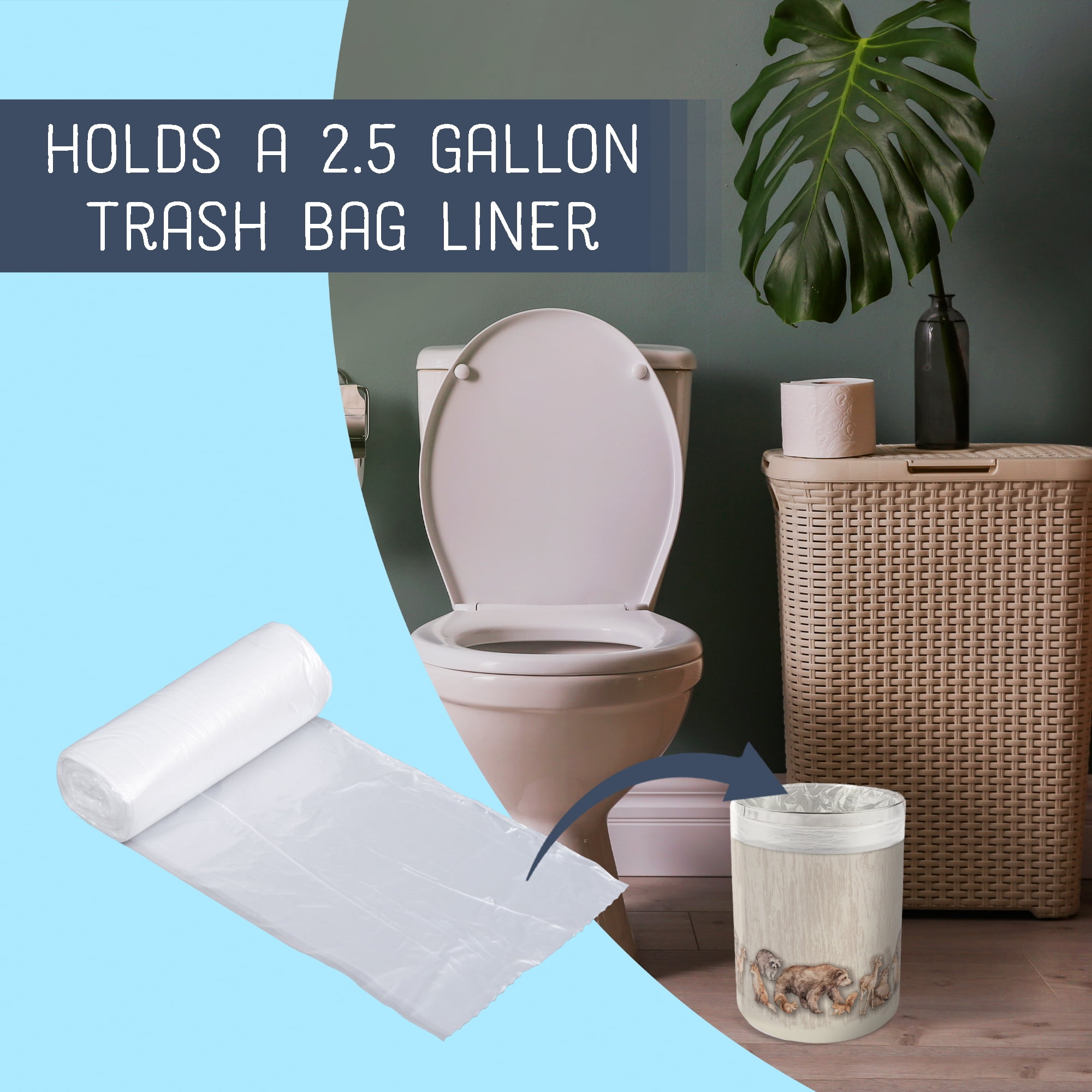 NAT AND JULES Round Bathroom Trash Can Wastebasket and Cube Tissue