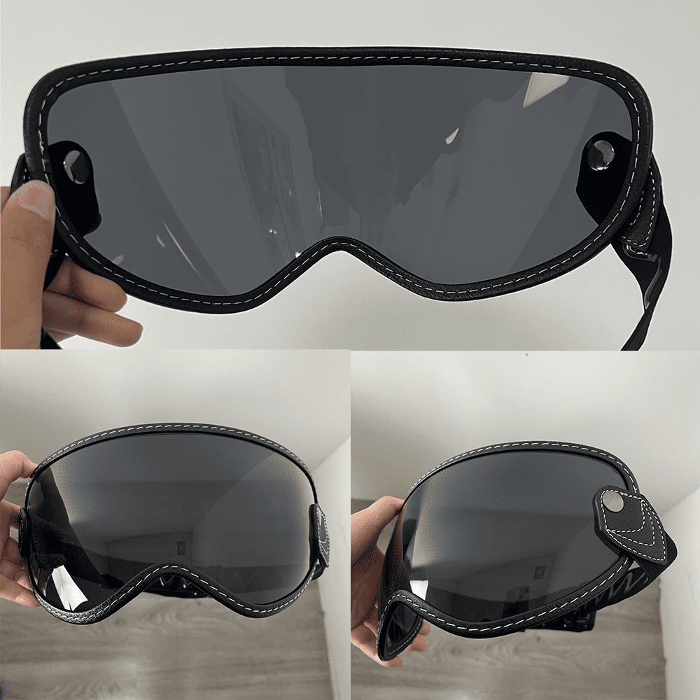 Retro Bubble Visor Helmet Shield Vintage Elastic Band Open Face Full-Face Motorcycle Accessories