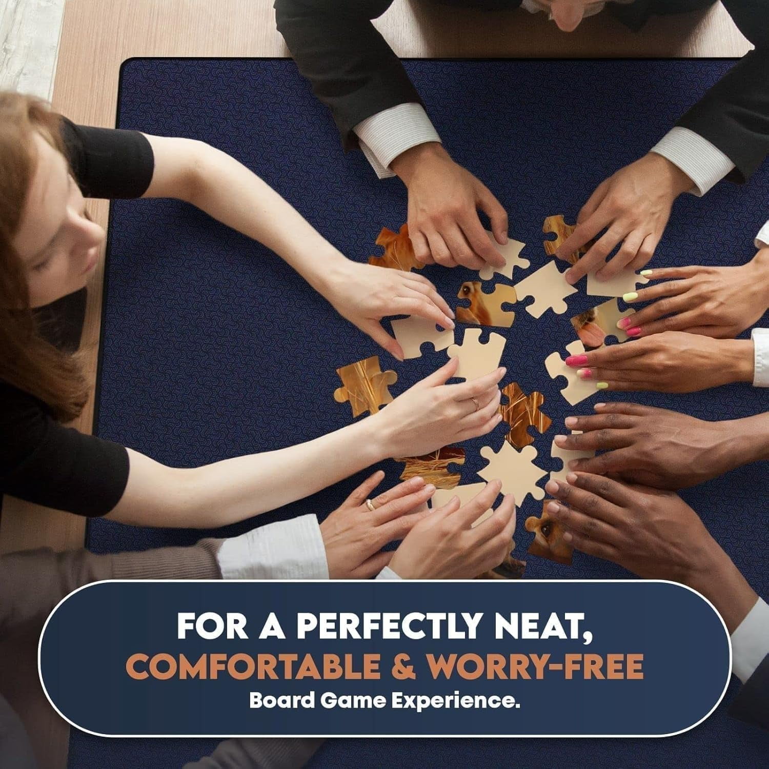 Feltectors Board Game Table Mahjong Neoprene Mat Card Table Cover 2x4 ft Blue