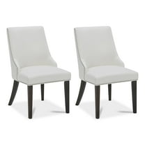 CHITA Upholstered Dining Chairs Set of 2 Kitchen Chairs, Full Back&Wood Legs, Faux Leather in Pure White