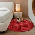 thumbnail image 3 of Red Geometric Round Area Rugs Collection 3', Vintage Minimalism Abstract Aesthetic Non Slip Indoor Circular Throw Runner Rug Floor Mat Carpet for Living Room Dining Table Bedroom Nursery, 3 of 9