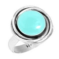 thumbnail image 1 of 925 Sterling Silver Ring For Women - Girls Aqua Chalcedony Gemstone Silver Ring Size 6.5 March Birthstone Boho Silver Ring Size 6.5 Cocktail Party Gift For Ladies Gemstone 925 Silver Jewelry, 1 of 5