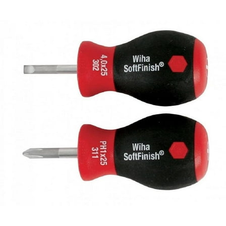 Wiha Softfinish Stubby Slotted And Phillips Screwdriver Set 2 Piece