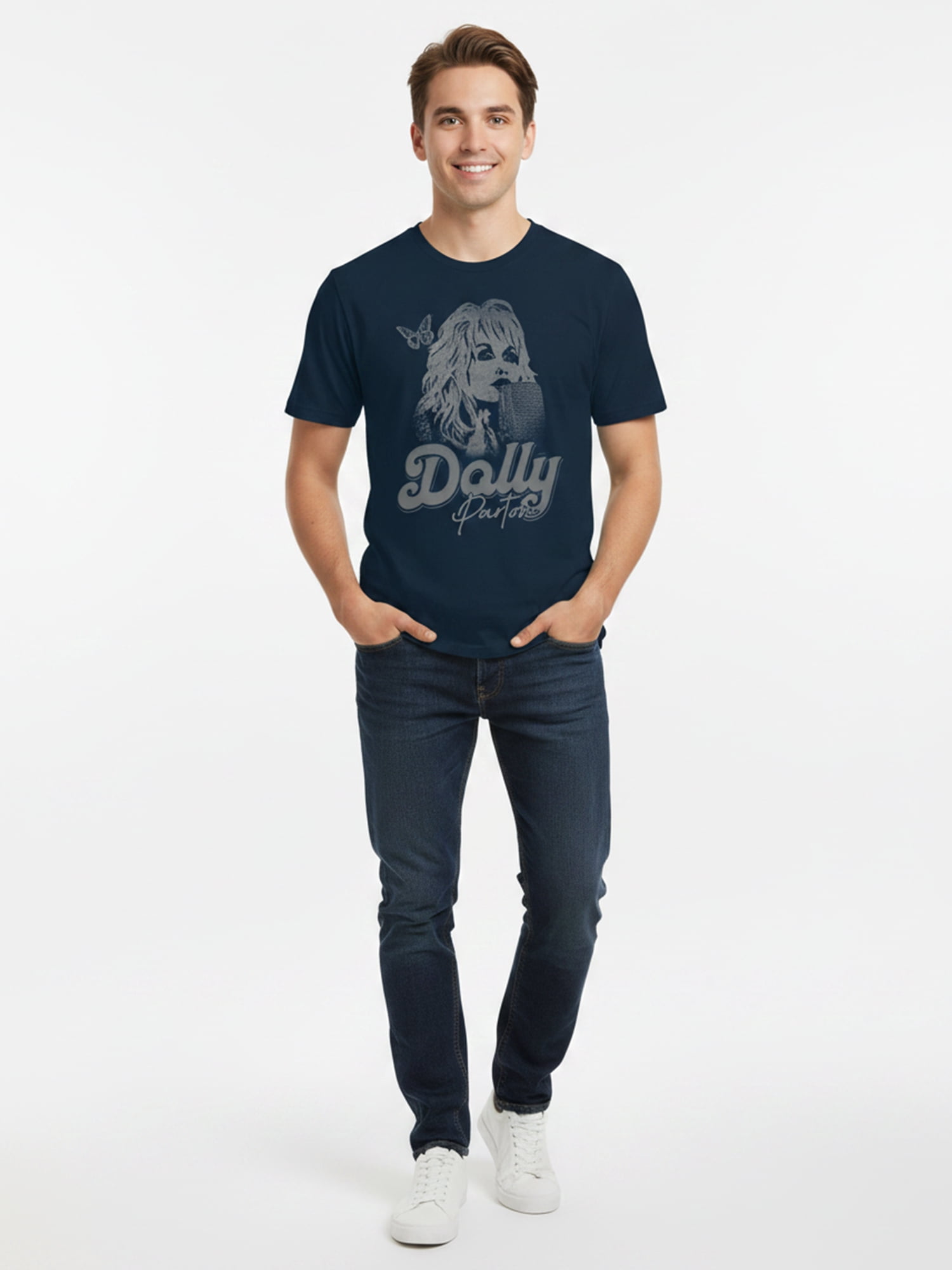 Dolly Parton Men’s Graphic Short Sleeve Tee, Microphone, Sizes S–3XL