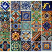 25 Mexican Tiles 4x4 Handpainted Assorted Designs
