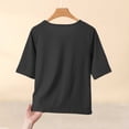 thumbnail image 5 of KyCheLot Womens Plus Size T-Shirts Solid Color Round Neck 1/2 Length Sleeve Tops Summer Beach Vacation T-Shirts, 5 of 7