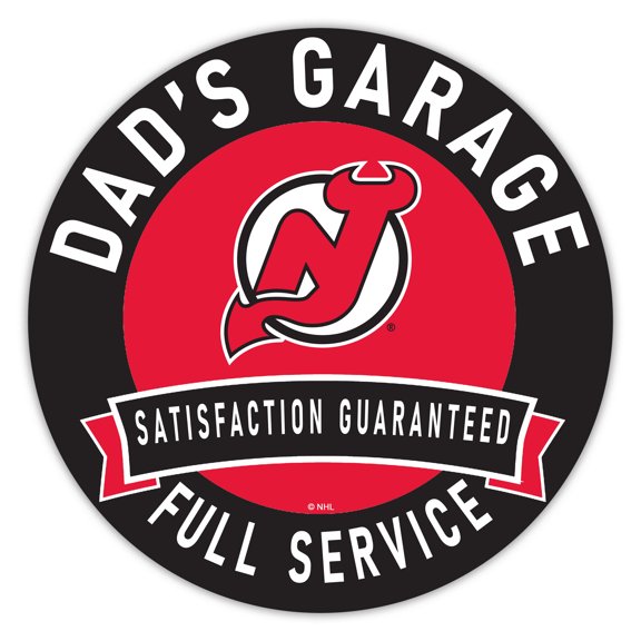 New Jersey Devils 16" Dad's Garage Wood Sign