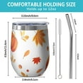 thumbnail image 5 of 12oz Stemless Wine Tumblers Fall Pumpkins and Leaves Pattern Vacuum Insulated Stainless Steel Travel Tumbler Cups Mug with Lid and Straw for Champaign,Cocktail,Beer with Cleaning Brush, 5 of 5