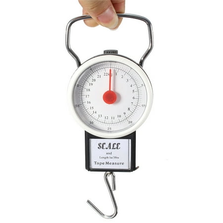 Portable Hanging Scale Hook Mechanical Kitchen and Fishing Scale Multi-Purpose Portable Hand Held Dial Weight Scale with Tape Measure (50 Lbs /