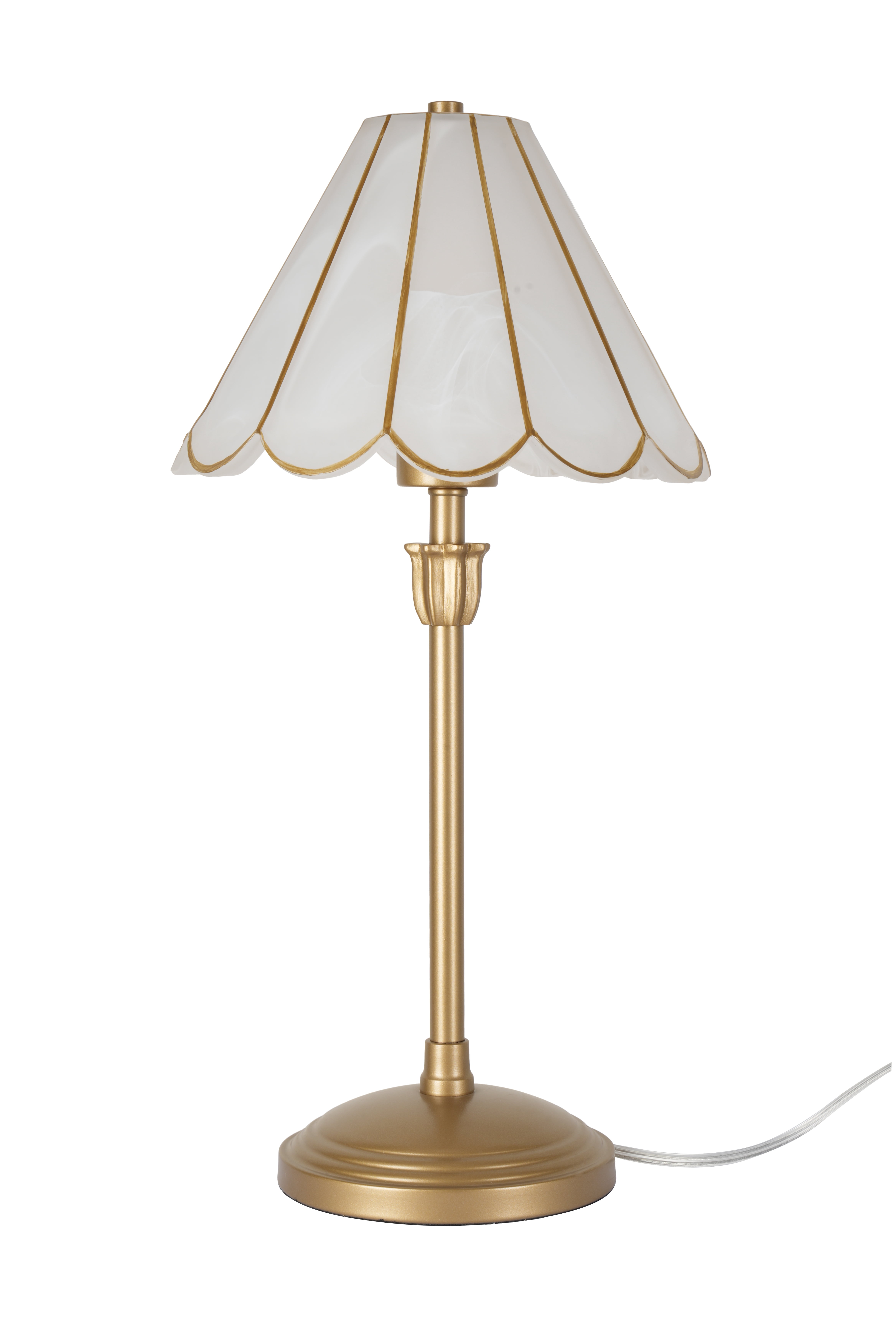 Home Decor Collection Capiz Scalloped Glass Table Lamp, Gold Finish, 19"H