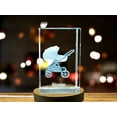 thumbnail image 3 of Exquisite Crystal Sculpture of a Stroller | Unique 3D Engraved Keepsake Gift, 3 of 6