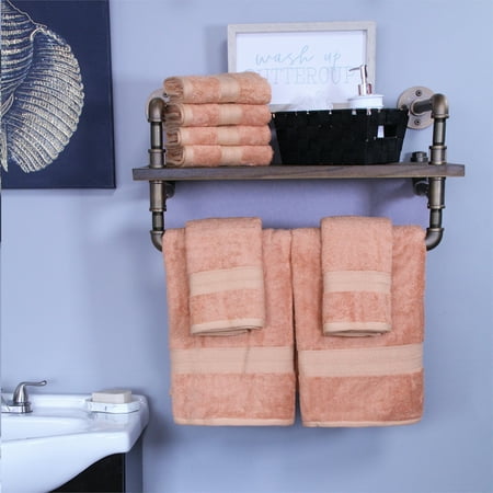 Bamboo Towel and Washcloths Set 30 x 54 16 x 30 Salmon by Blue Nile Mills