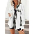 thumbnail image 2 of Womens Waffle Knit Plaid Shacket Boyfriend Button Down Shirt Jacket Loose Long Sleeve Tops, 2 of 11