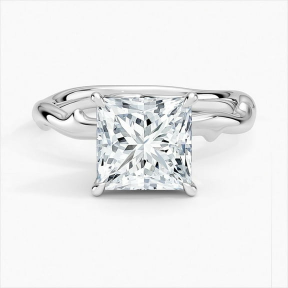 Dash Jewel Silver 14K White Gold Over Rings - Princess Cut Excellent 2 Ct Diamond Ring For Women's - Floral Diamond Rings for Women's - Solitaire Diamond Rings for Women's - Birthday Gifts