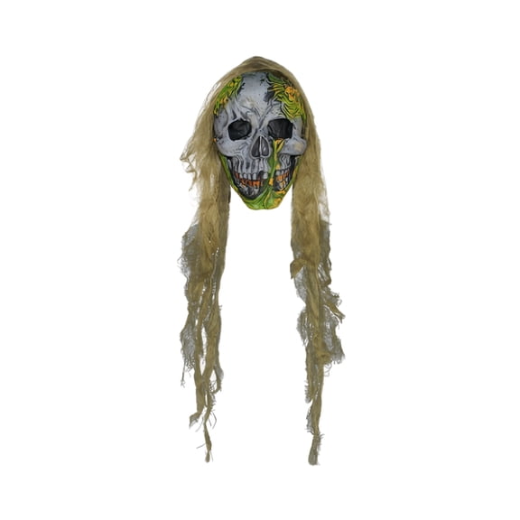 Scary Halloween Mask, Screaming Mask Spooky Ghoste, Zombie Halloween Decorations, Haunted House Props, 24X10 in Creepy Mossy Skull Full Face Head Covering with Tattered Gauze for