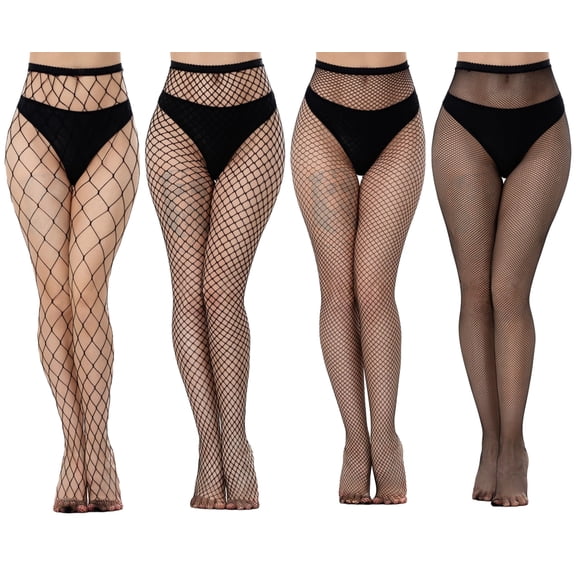JoMaKaC Women's Fishnet Tights High Waist Fishnet Stockings,4-Pack,One Size