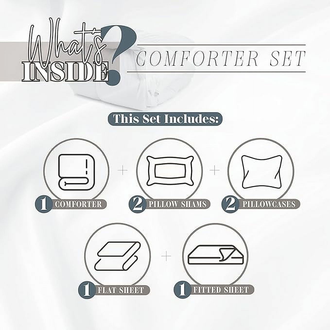 Elegant Comfort 7-Piece Bed-in-a-Bag Comforter & Sheet Set- Luxury 1500 Thread Count 7-Piece Cali King Size Bed-in-a-Bag, Cozy Bed Sheets and Comforter Set, Wrinkle and Stain Resistant, Navy/Aqua