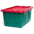 thumbnail image 6 of Exlonjet 4427MXDC.02 Durabilt 27 Gallon Heavy Duty Impact Resistant Stackable Holiday Storage Tote with Snap-Fit Lid, Green/Red (2 Pack), 6 of 9
