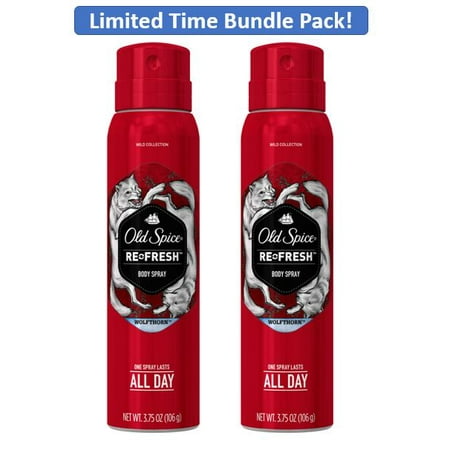 Contemporary Body Spray - (2 Pack) Old Spice Wild Wolfthorn Scent Body Spray for Men, 3.75 oz