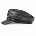 thumbnail image 3 of Men's Genuine Leather Rider-Style Newsboy Cap, Fashion Cadet Visor Hat, 3 of 6