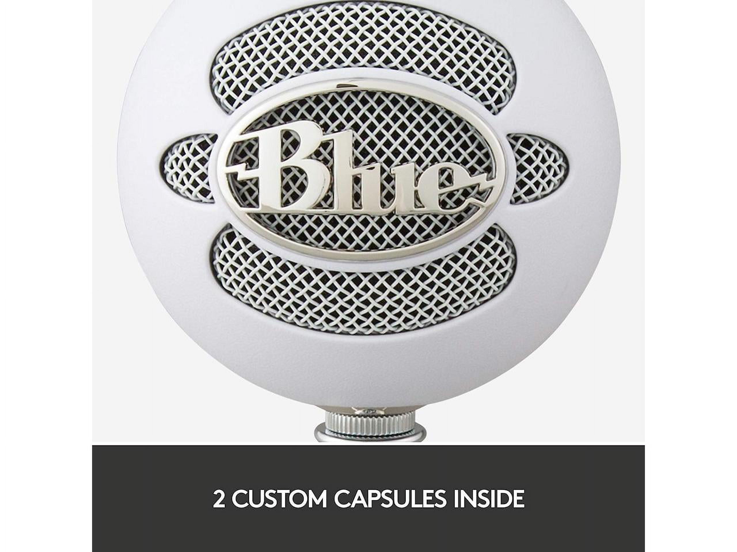 Blue Snowball USB Microphone - Textured White - 2 capsule design - Mac and PC compatible - USB - 3 pickup options - 40Hz - 18kHz